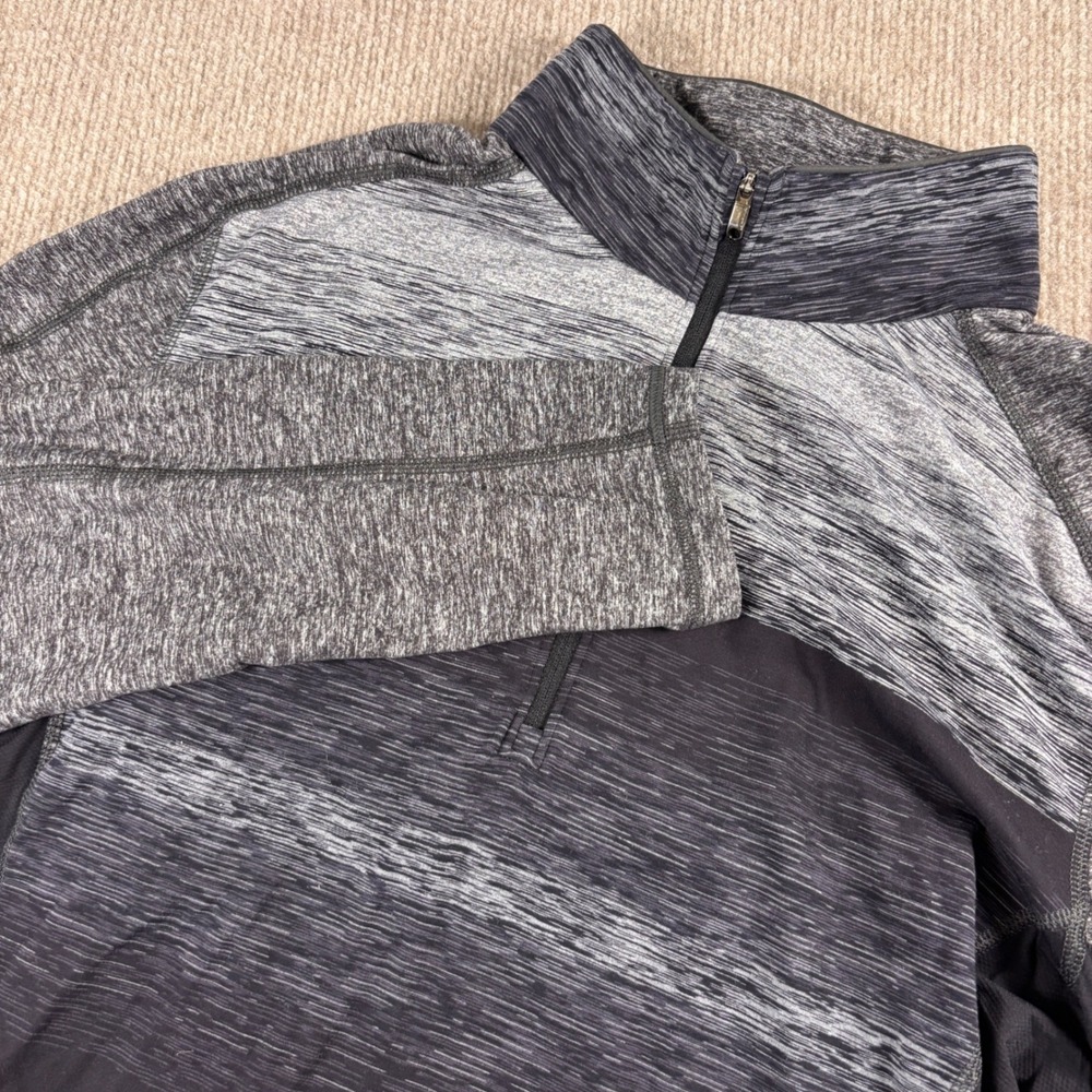 Lululemon Metal Vent Tech 1/2 Zip Pullover Mens XL Grey Black Space Dye Stripe